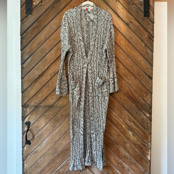 NWOT Free People Beach nights cardigan long summer S small white black knit maxi - Picture 2 of 8